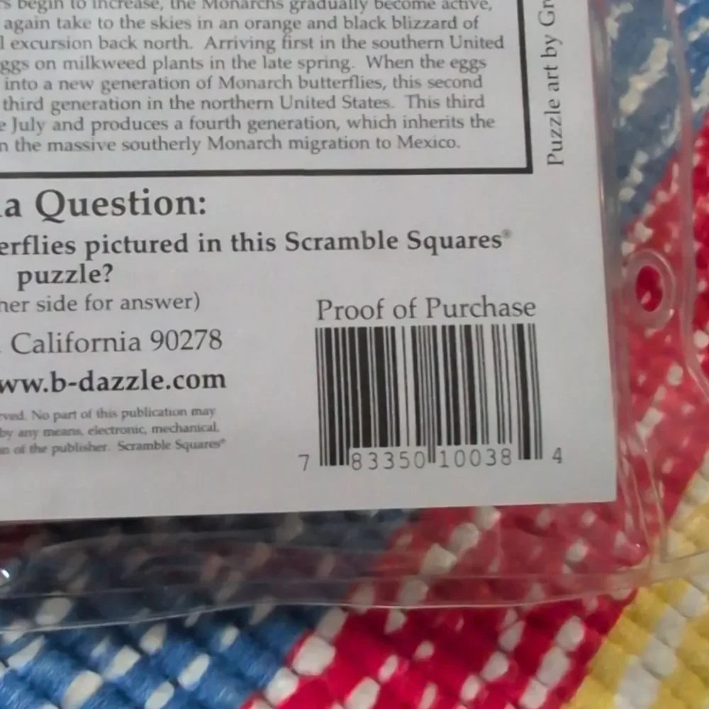 90s Vintage Scramble Squares‎ Butterfly Puzzle NIP